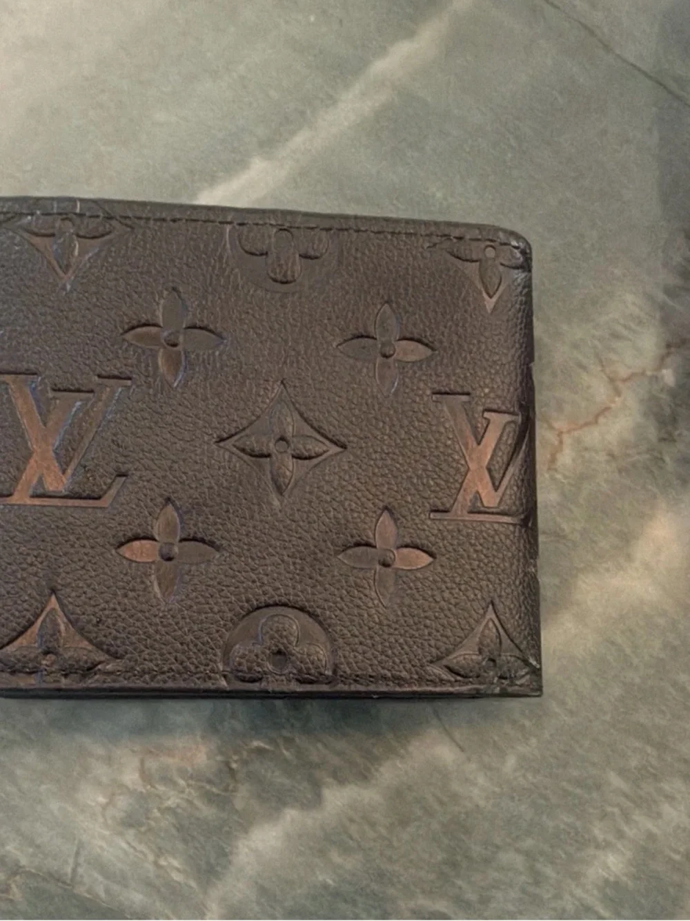 Louis Vuitton Dark Brown Monogram Embossed Card Holder